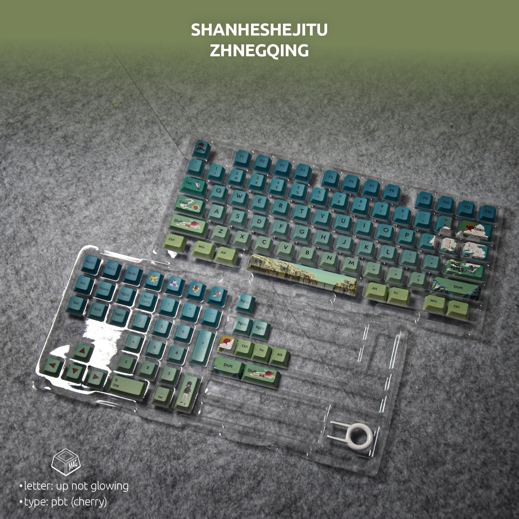 Shanheshejitu Zhnegqing Theme Keycaps – 124 Keys | Cherry Profile • PBT