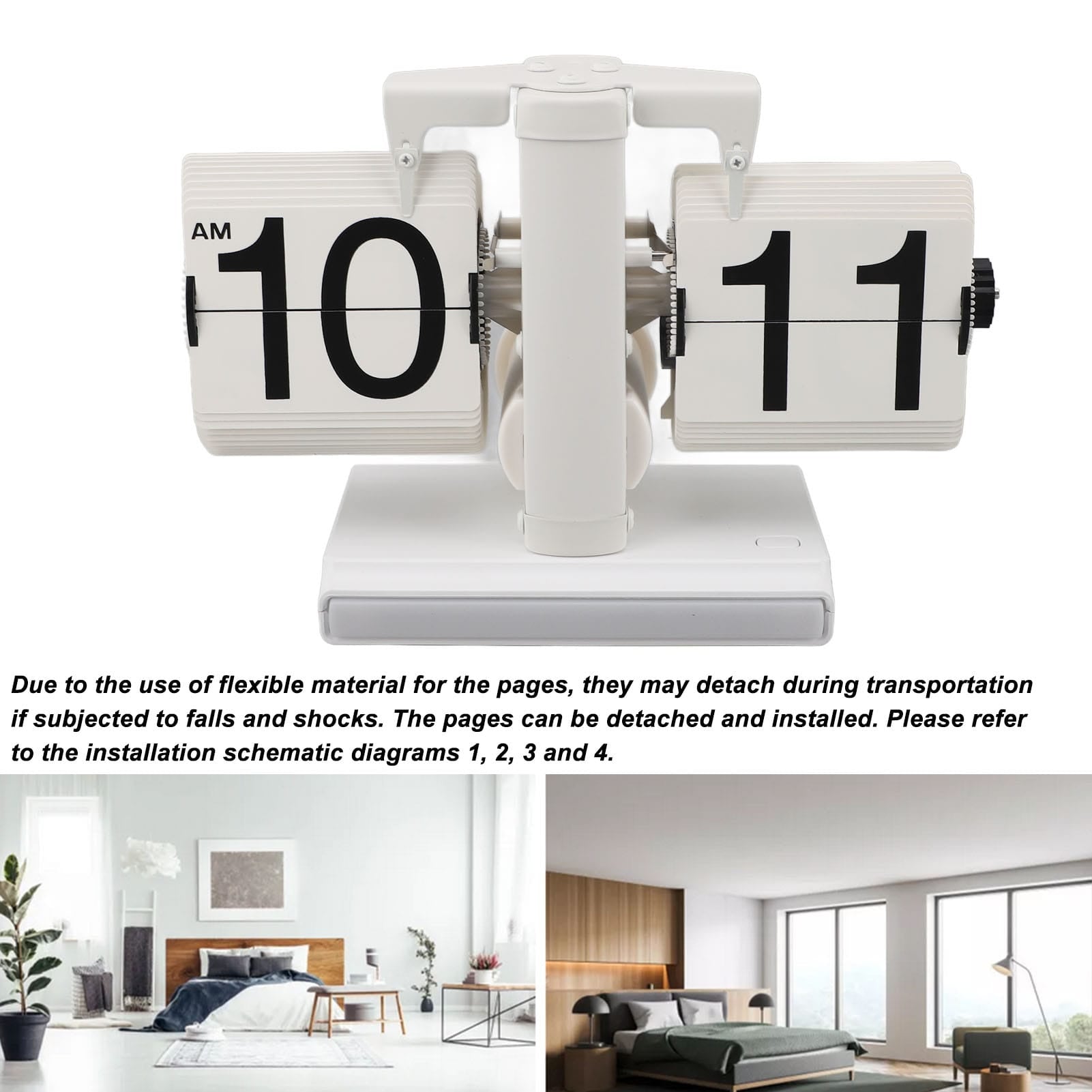 Flip Desk Clock Retro Digital Flip Down Clock Battery Powered Flip Desk Clock with LED Ambient Light for Home Office Decor