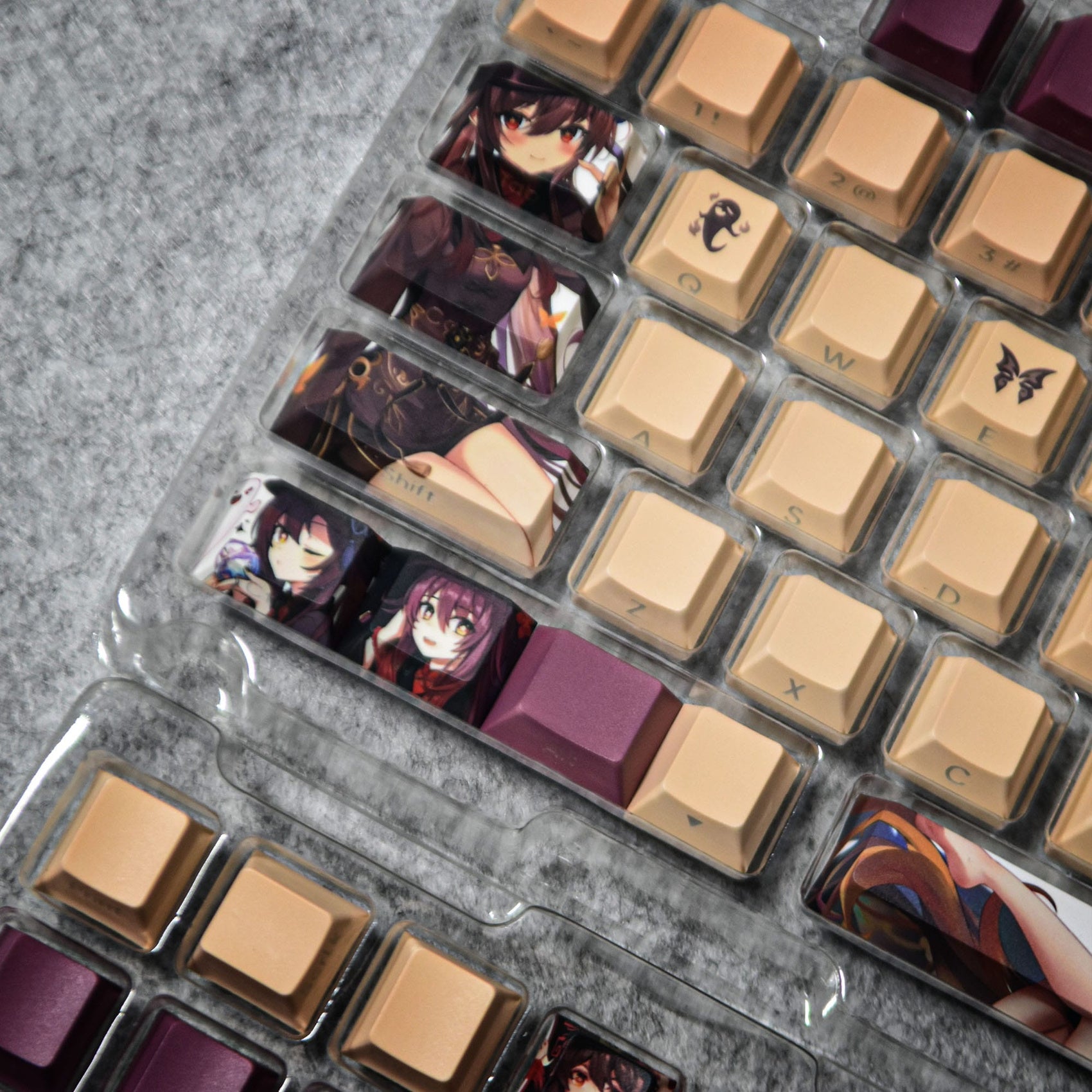 Walnut Anime Theme Keycaps – 128 Keys | Cherry Profile • PBT