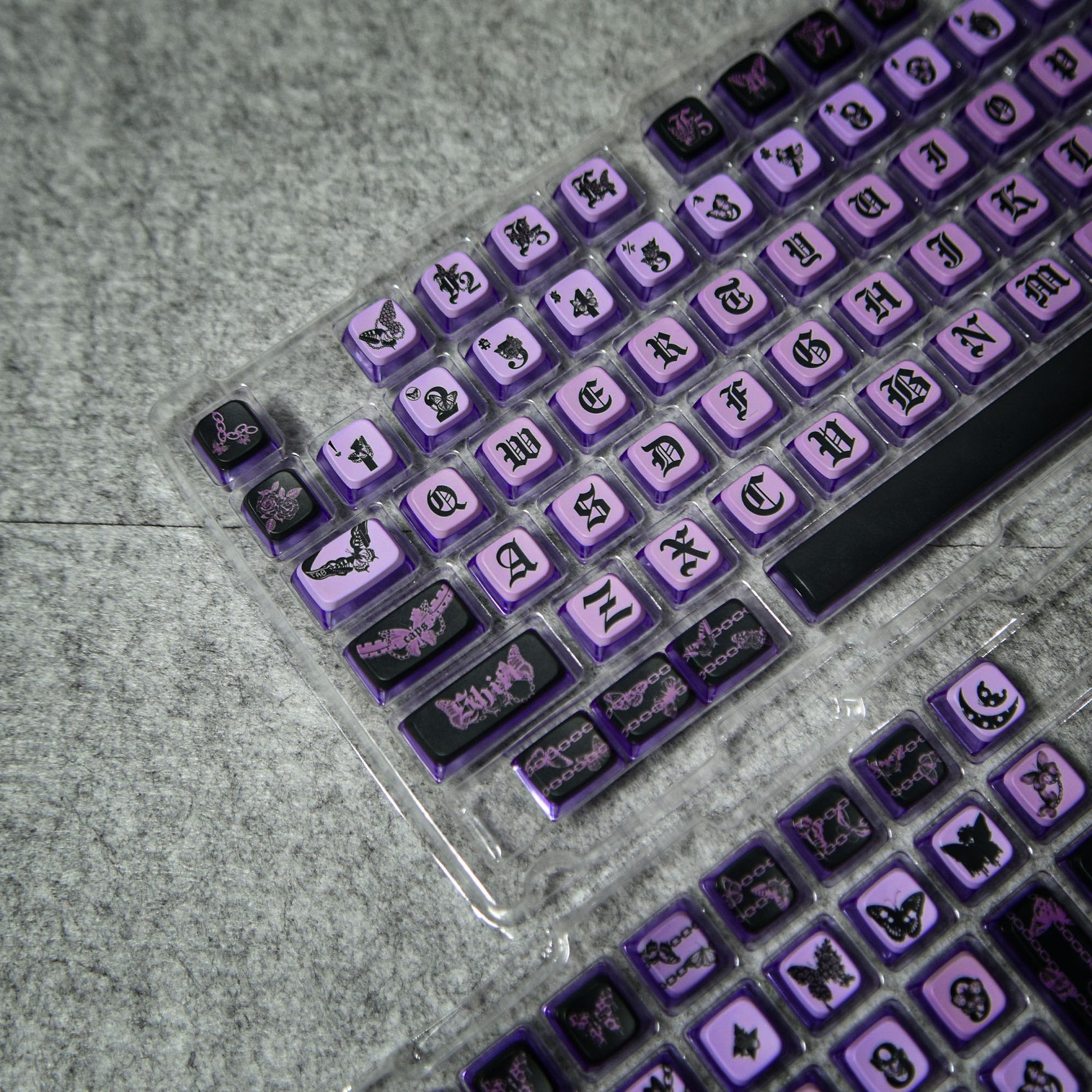Black Butterfly of Lavender Keycaps – 122 Keys | MDA Profile • PBT+PC