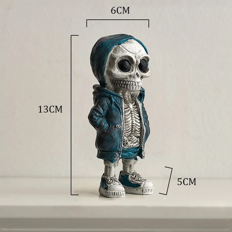 Skull Resin Statue Cool Skeleton Decorative Figurines Halloween Party Decoration Home Accessories Living Room Bedroom Decoration (4pcs)