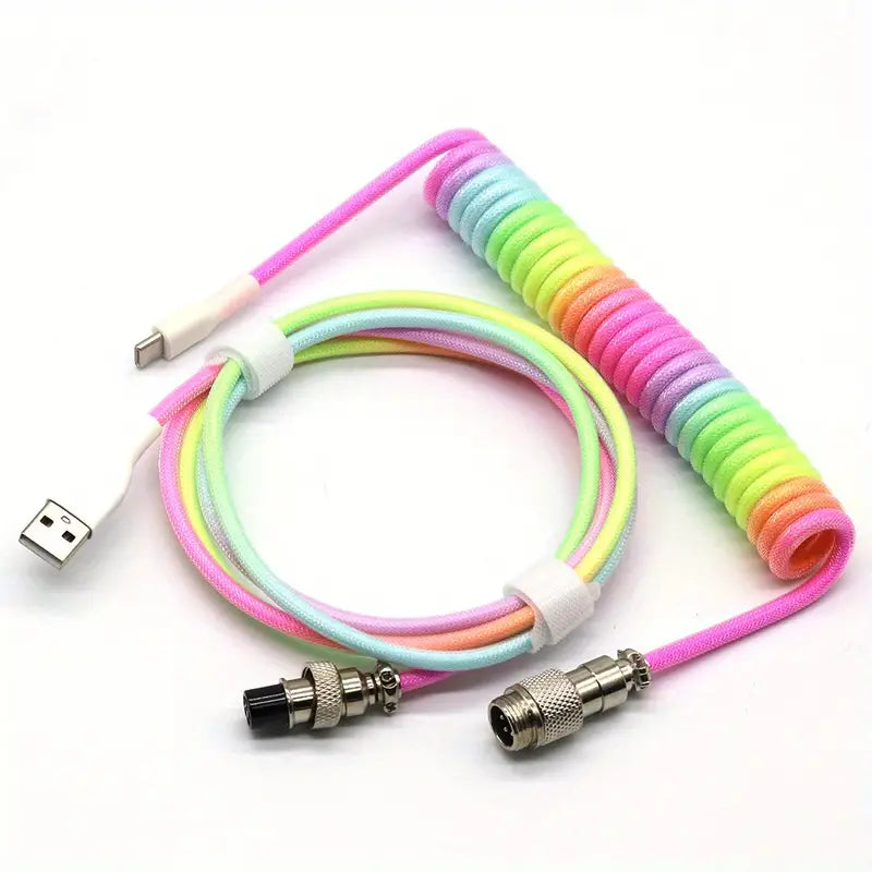 Gaming Keyboard Cable, Custom Coiled Keyboard  USB-C Coiled Spring Cable