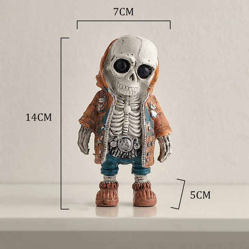 Skull Resin Statue Cool Skeleton Decorative Figurines Halloween Party Decoration Home Accessories Living Room Bedroom Decoration (4pcs)