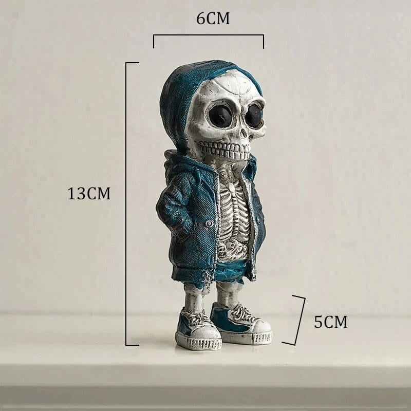 Skull Resin Statue Cool Skeleton Decorative Figurines Halloween Party Decoration Home Accessories Living Room Bedroom Decoration (4pcs)