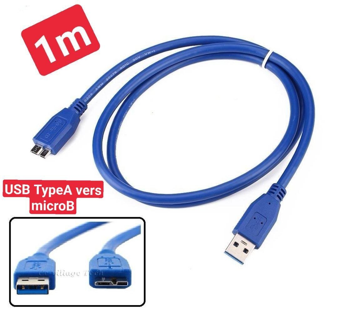Câble adaptateur USB 3.0 mâle A vers Micro B/1m, pour disque dur externe  HDD, câble de données