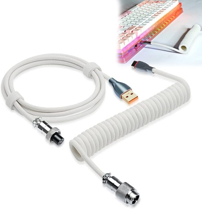 ZIFRIEND Coiled Aviator USB Cable- WHITE – Image 4