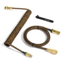 Custom Coiled Keyboard Cables for Mechanical Gaming Keyboard USB-C to USB-A, Aviator Cable Keyboard Accessories with Storage Box (GOLD)
