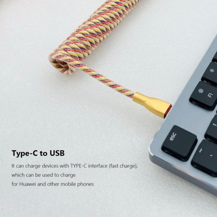Custom Coiled Keyboard Cables for Mechanical Gaming Keyboard USB-C to USB-A, Aviator Cable Keyboard Accessories with Storage Box (BLACK) – Image 3