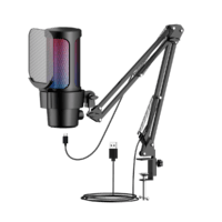 M8 USB Gaming Condenser Microphone RGB FOR Desktop PS4/PS5/ANDROID/MAC Streaming Wired Mic with Noise Cancellation, Computer PC (black)