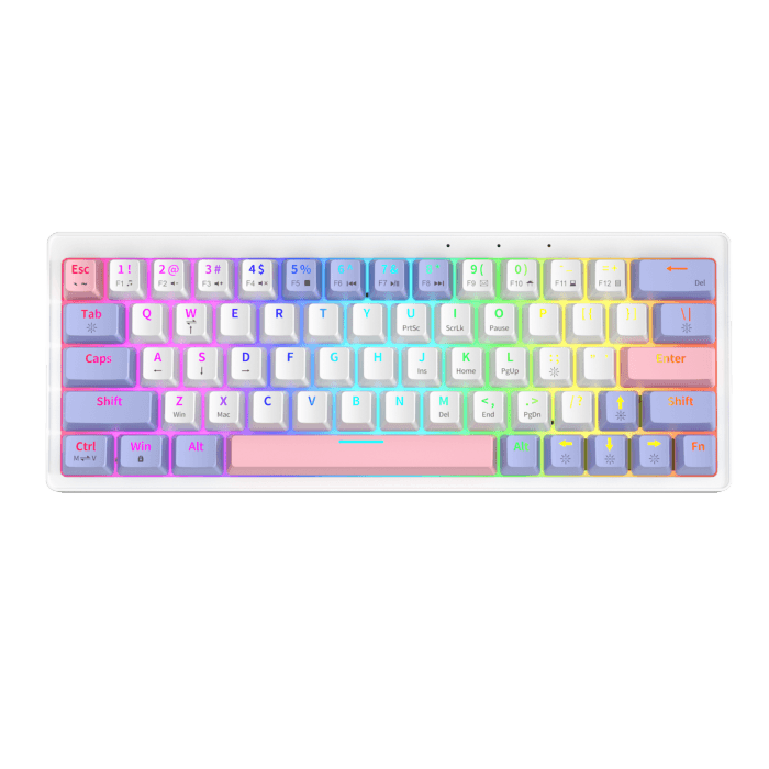 ZA63 Hot Swappable Wired Full Rgb Mechanical Keyboard – Tnt Yellow Switch (Linear) Wired (Pink) – Image 6