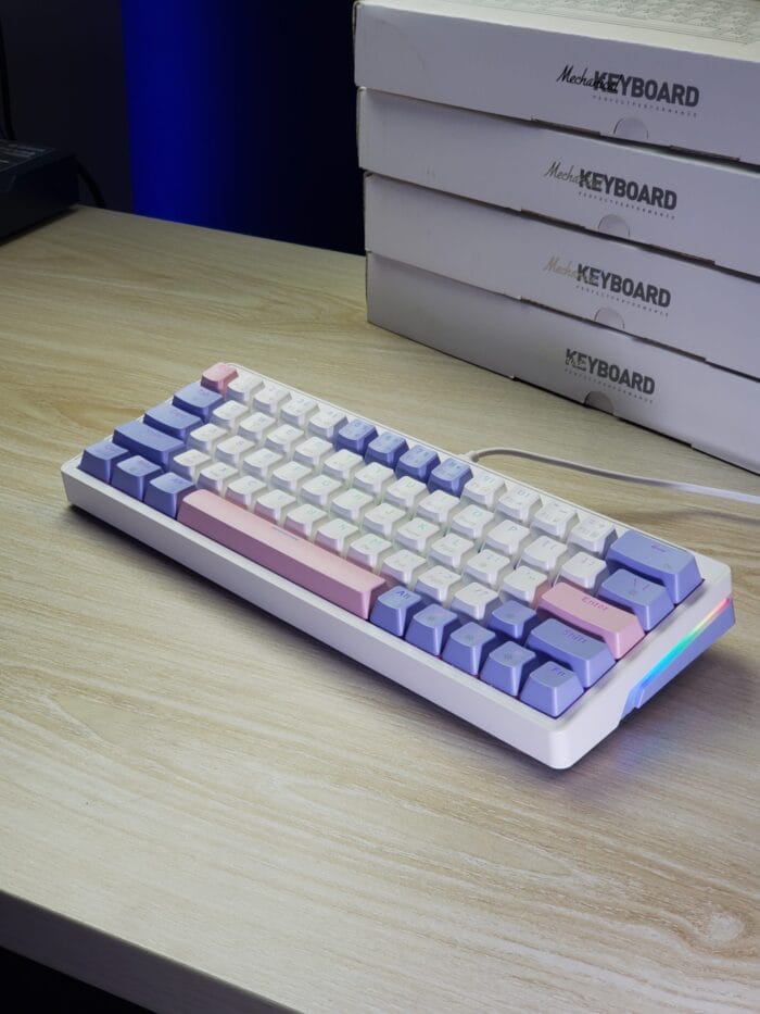 ZA63 Hot Swappable Wired Full Rgb Mechanical Keyboard – Tnt Yellow Switch (Linear) Wired (Pink) – Image 3