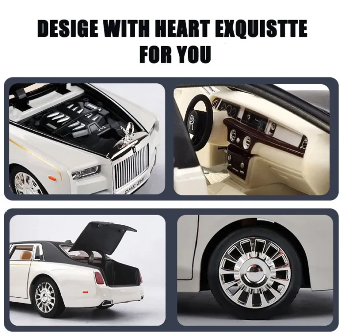 Rolls Royce Phantom Simulation Diecast Metal Alloy Model car Sound Light Pull Back Collection 22CM – Image 7