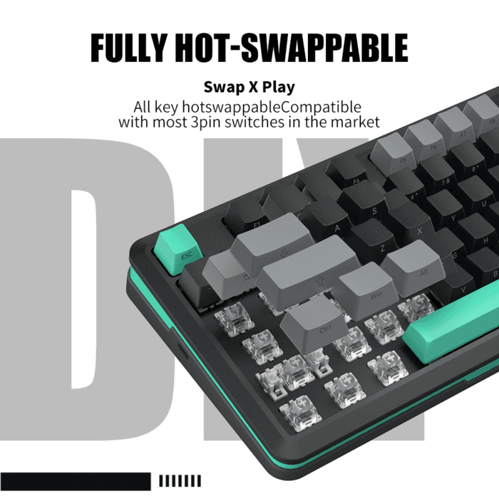 S82 Wired Swappable 3pin Switch keyboard Mechanical 75% Gasket LED Backlit Gaming Mechanical Keyboard 82 Keys Outemu Silver Single Light – Image 5
