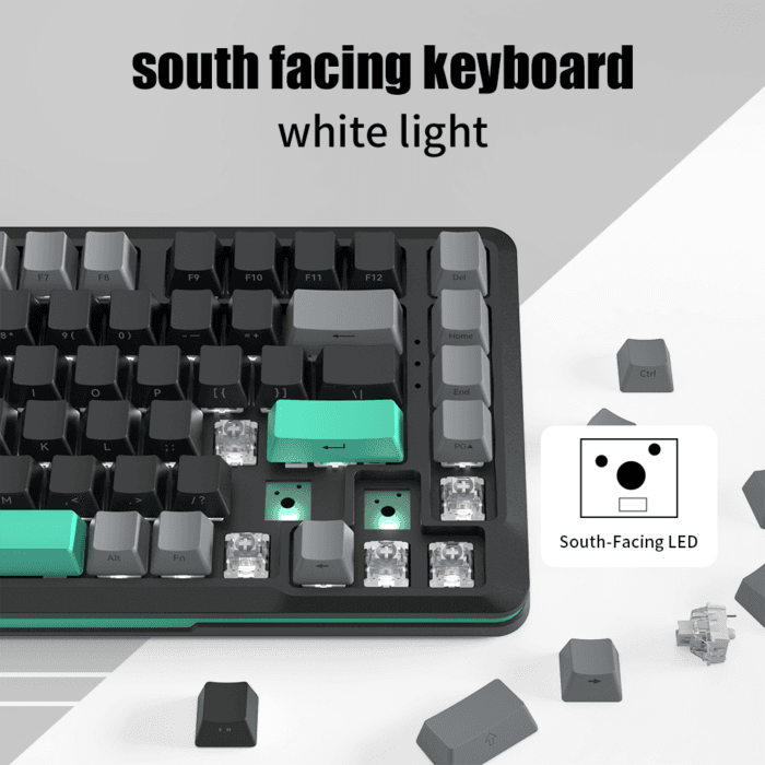 S82 Wired Swappable 3pin Switch keyboard Mechanical 75% Gasket LED Backlit Gaming Mechanical Keyboard 82 Keys Outemu Silver Single Light – Image 7