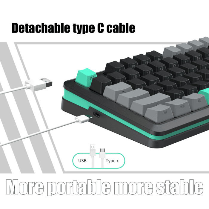 S82 Wired Swappable 3pin Switch keyboard Mechanical 75% Gasket LED Backlit Gaming Mechanical Keyboard 82 Keys Outemu Silver Single Light – Image 9