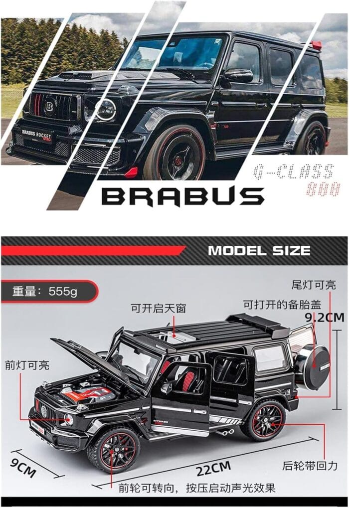 Brabus G800 BIG G Simulation Diecast Metal Alloy Model car Sound Light Pull Back Collection – Image 5