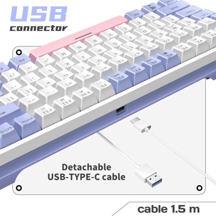ZA87 Full RGB Wired Mechanical Keyboard-Yelllow Time Machine-TNT Linear Switch (Pink) – Image 8