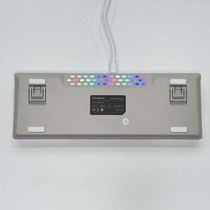 T62 (63 Keys) Mechanical Keyboard, RGB Backlit, Hot-swappable, White & Grey Beige (Red switches) – Image 12