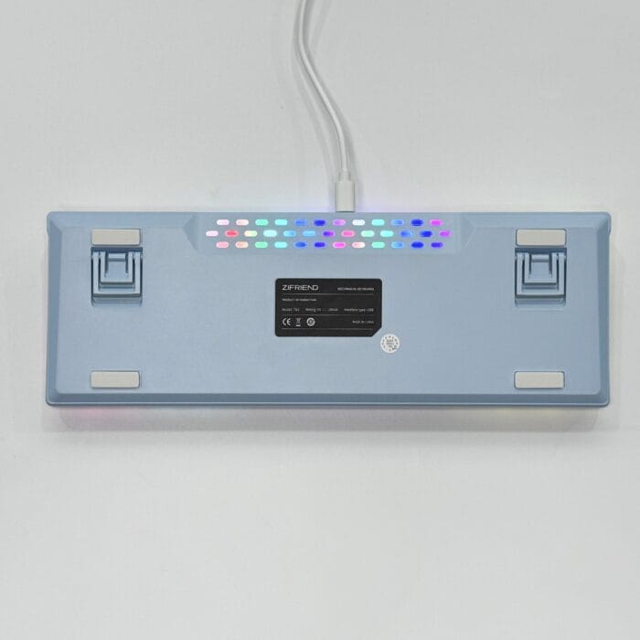 T62 (63 Keys) Mechanical Keyboard, RGB Backlit, Hot-swappable, White & Light (Blue switches) – Image 6