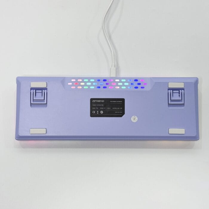 Zifriend T62 (63 Keys) Mechanical Keyboard, RGB Backlit, Hot-swappable, White & Purple (Blue switches) – Image 4