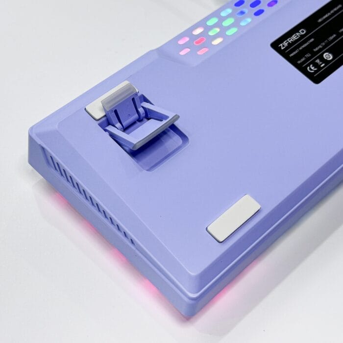 Zifriend T62 (63 Keys) Mechanical Keyboard, RGB Backlit, Hot-swappable, White & Purple (Blue switches) – Image 5