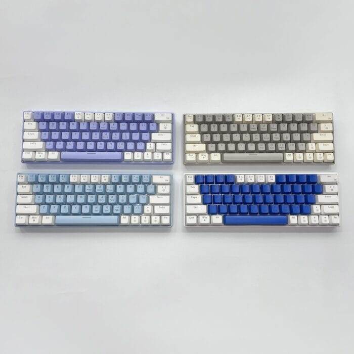 Zifriend T62 (63 Keys) Mechanical Keyboard, RGB Backlit, Hot-swappable, White & Purple (Blue switches) – Image 12