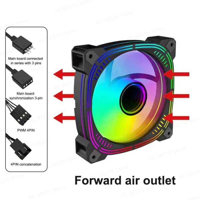 Case Fan 5V 3PIN ARGB AURA Temperature Control Silent PWM CPU Cooling Fan Prism II Reverse Chassis Fan (Black) – Image 7