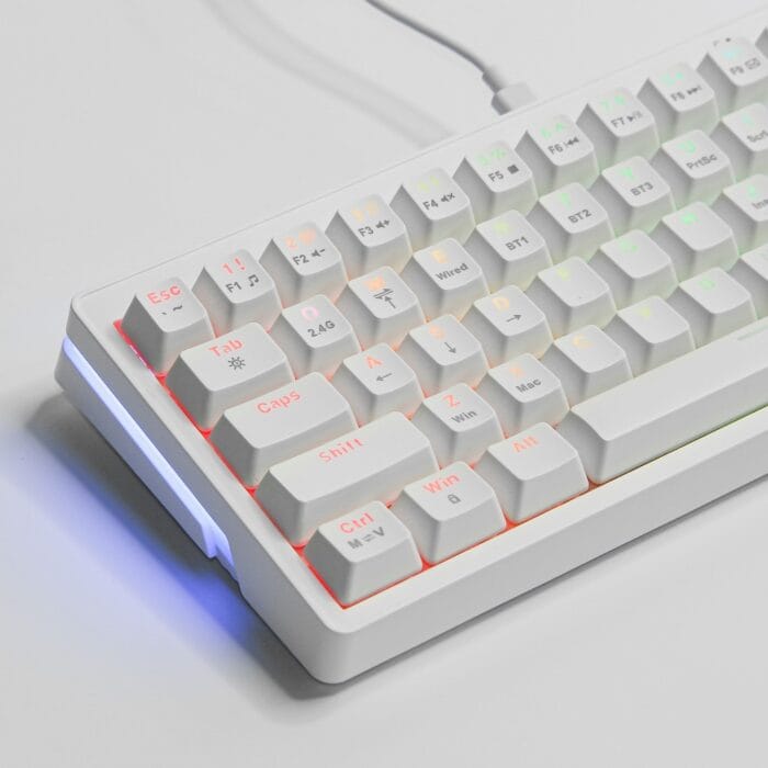 ZA63 Hot Swappable Wired Full Rgb Mechanical Keyboard – Tnt RED/BLEU Switch (Linear) Wired (White) – Image 5