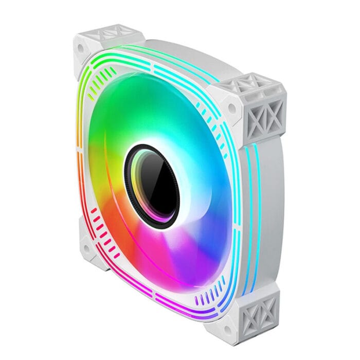 Case Fan 5V 3PIN ARGB AURA Temperature Control Silent PWM CPU Cooling Fan Prism II Reverse Chassis Fan (White)