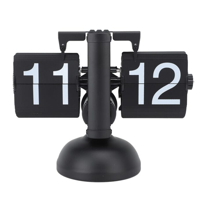 Flip Desk Clock Retro Digital Flip Down Clock Battery Powered Flip Desk Clock with LED Ambient Light for Home Office Decor (Black) – Image 4