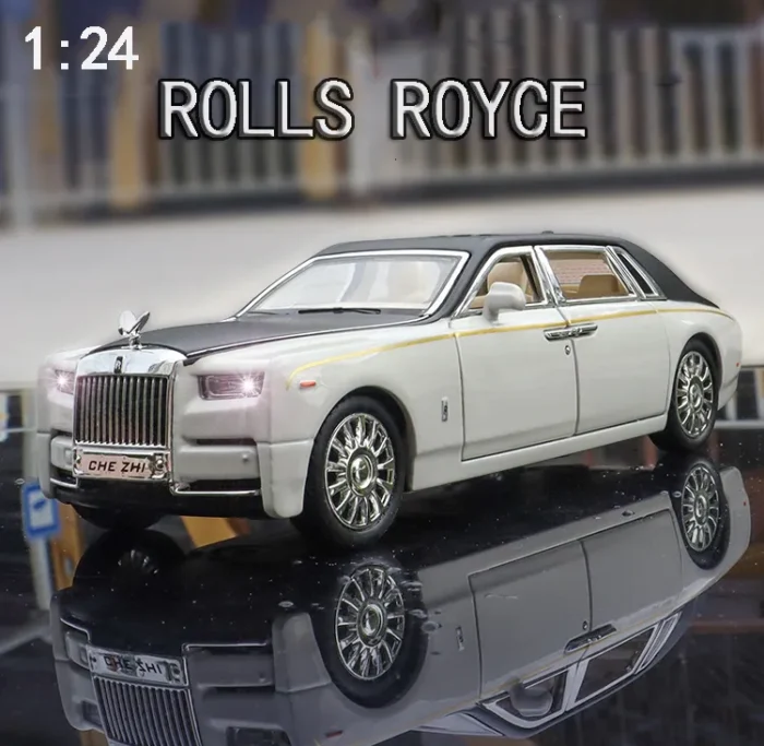 Rolls Royce Phantom Simulation Diecast Metal Alloy Model car Sound Light Pull Back Collection 22CM – Image 3