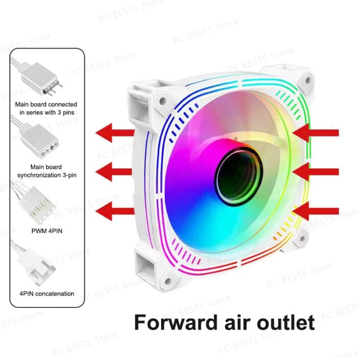Case Fan 5V 3PIN ARGB AURA Temperature Control Silent PWM CPU Cooling Fan Prism II Reverse Chassis Fan (White) – Image 9