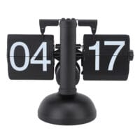 Flip Desk Clock Retro Digital Flip Down Clock Battery Powered Flip Desk Clock with LED Ambient Light for Home Office Decor (Black)