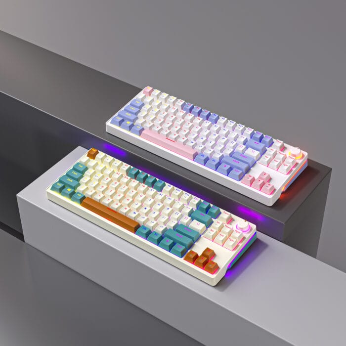 ZA87 Full RGB Wired Mechanical Keyboard-Yelllow Time Machine-TNT Linear Switch – Image 9