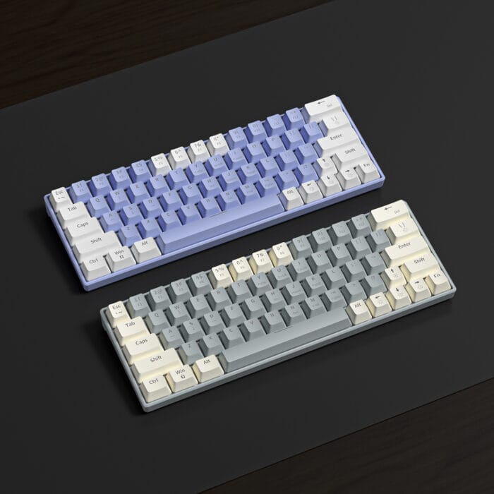Zifriend T62 (63 Keys) Mechanical Keyboard, RGB Backlit, Hot-swappable, White & Purple (Blue switches) – Image 10