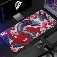 Golden lions series Mouse pad Red and White Dragon 900x400mm/4mm