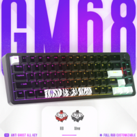 Golden Lion GM68 65% Hot-Swappable 3-Pin Full RGB Lighting USB-C VIA Interface Red/Silver Switches Compact Gaming Keyboard (black)