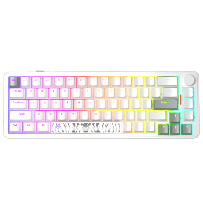 Golden Lion GM68 65% Hot-Swappable 3-Pin Full RGB Lighting USB-C VIA Interface Red/Silver Switches Compact Gaming Keyboard (white) – Image 3