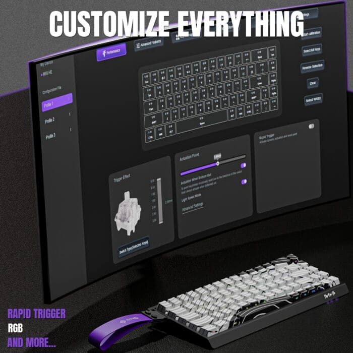 M4G – STEP ONE HE Magnetic Gaming Keyboard – Ultra-Responsive 8000Hz Full Analog Control Rapid Trigger DKS Multi-Action System – Image 10