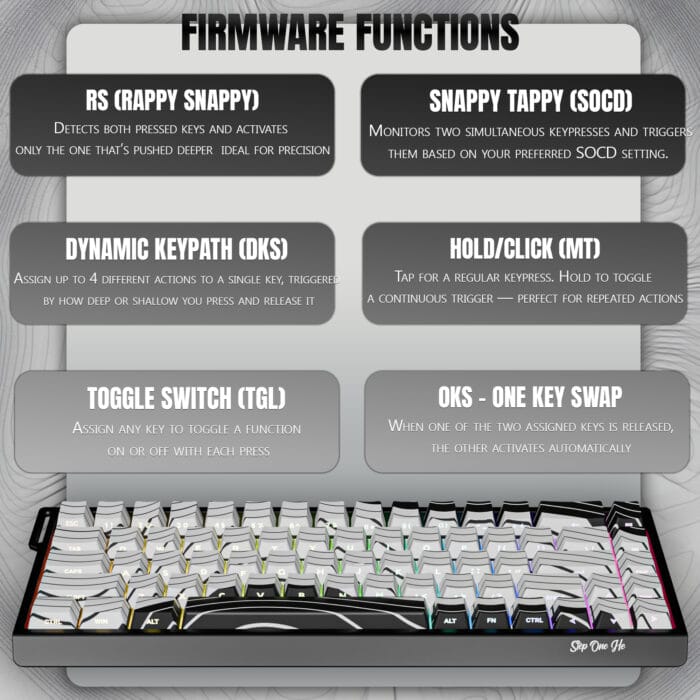 M4G – STEP ONE HE Magnetic Gaming Keyboard – Ultra-Responsive 8000Hz Full Analog Control Rapid Trigger DKS Multi-Action System – Image 7