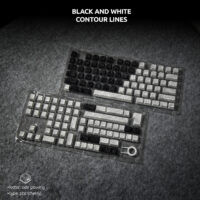 Black & White Contour Lines Keycaps – 145 Keys | Cherry Profile • PBT