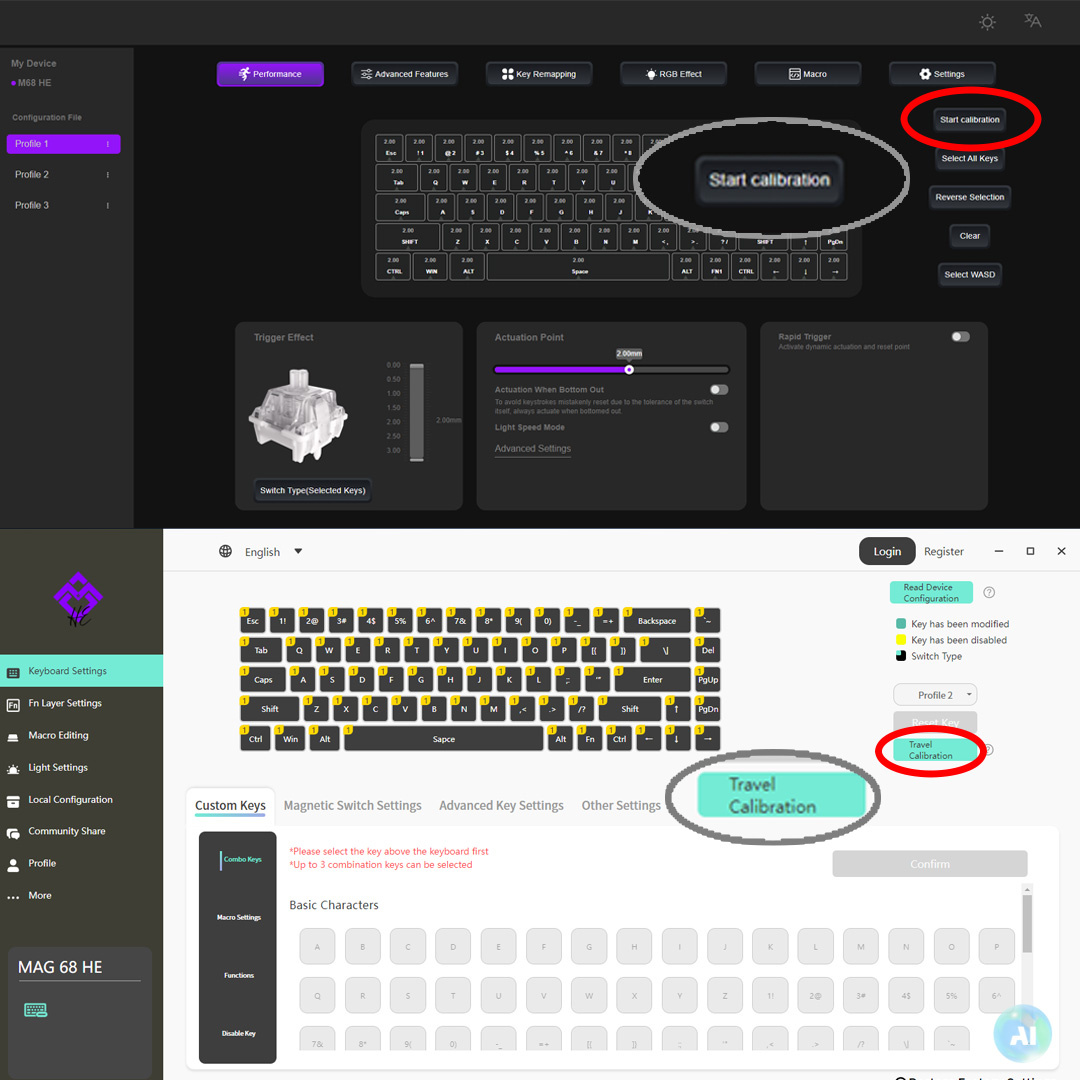 M4G software calibration button location
