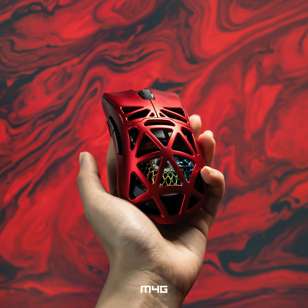 M4G × FuryCube G11 (BK-V2) — Ultra Lightweight Wireless Gaming Mouse (Red) – Image 4