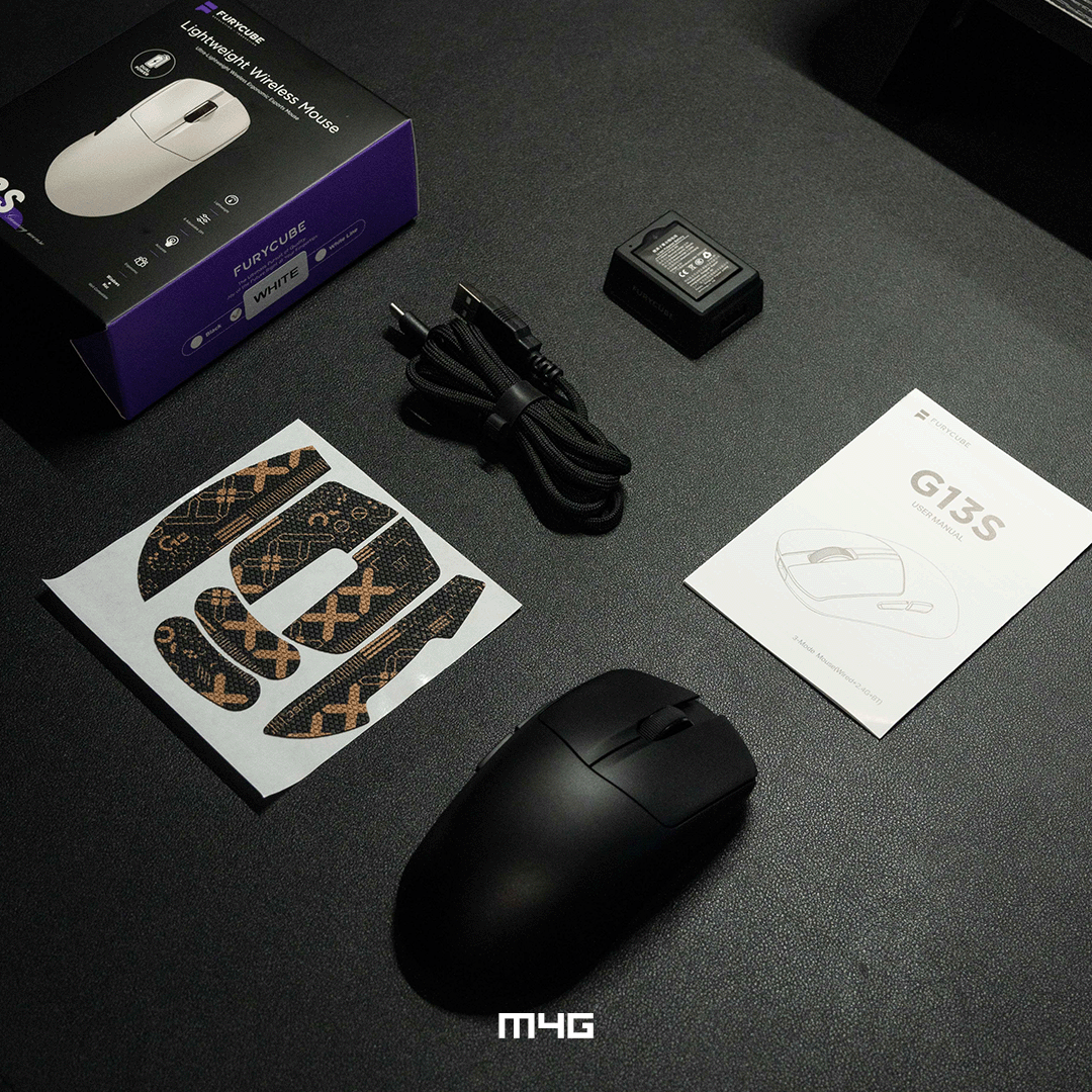 M4G x FURYCUBE G13S Wireless Gaming Mouse with Swappable Battery (Black) – Image 5