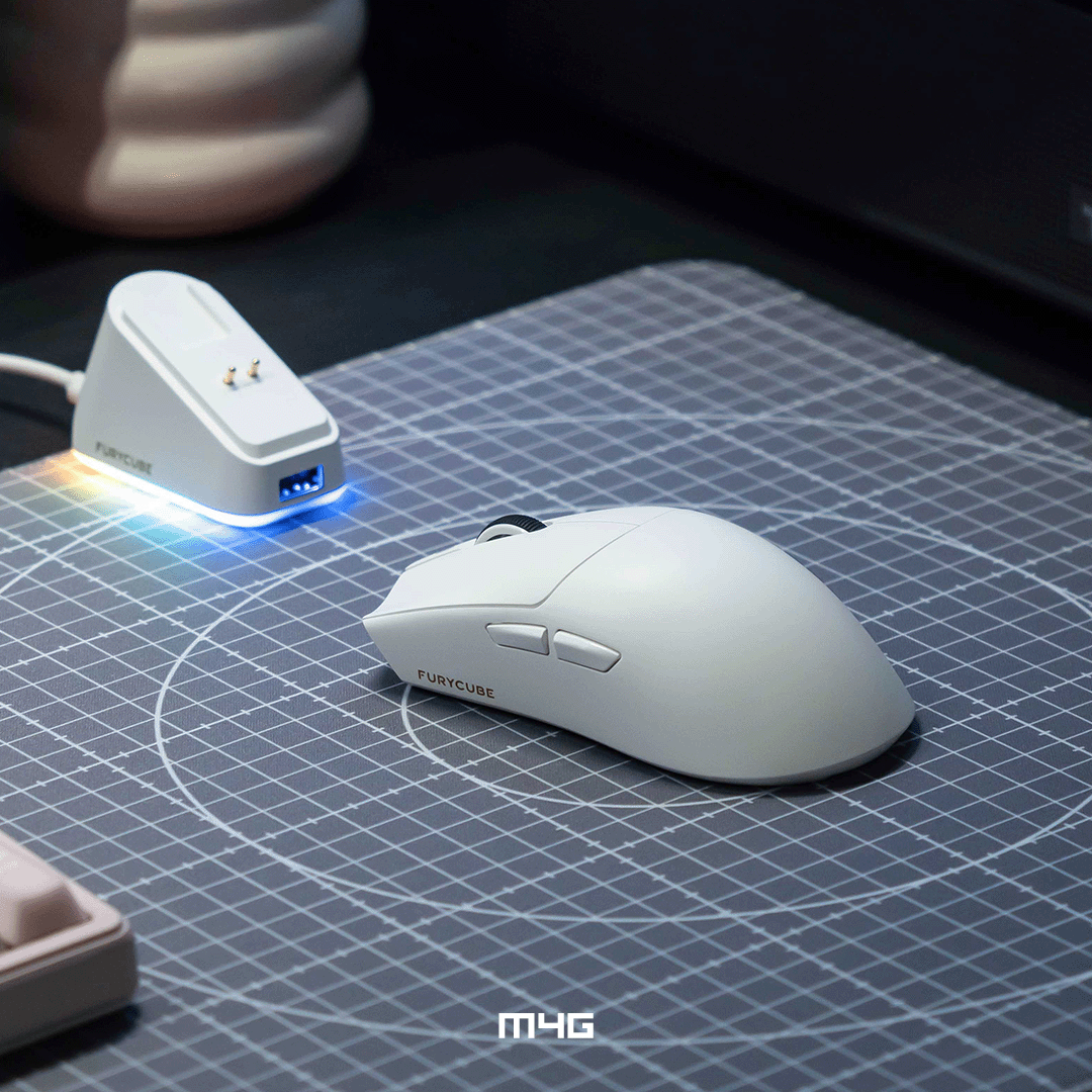 M4G × FuryCube G16 Pro — Ultra Lightweight Wireless Gaming Mouse (White) – Image 4